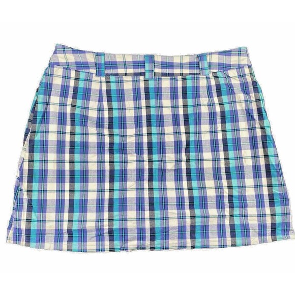 White Stag Size 14 Womens Skort With Built in Shorts Golf Athletic Blue Plaid - Picture 2 of 12